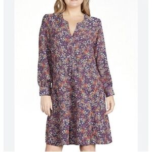 Time and Tru Tiered Babydoll Dress Sz L Boho Floral Romantic Blue Pink